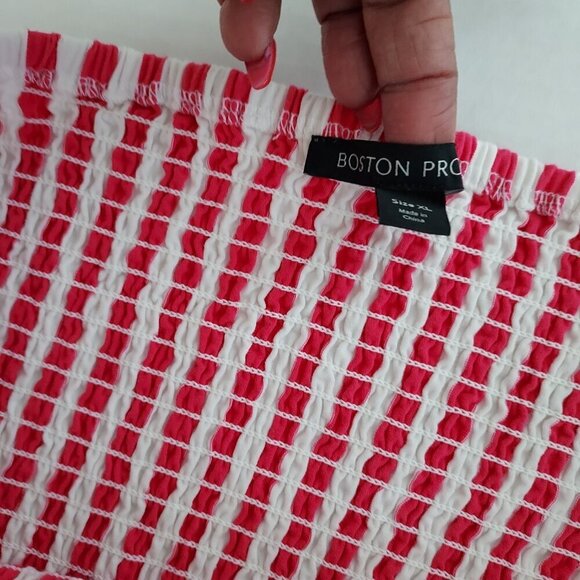 Boston Proper Striped Smocked Off Shoulder Top Size XL - Picture 7 of 12